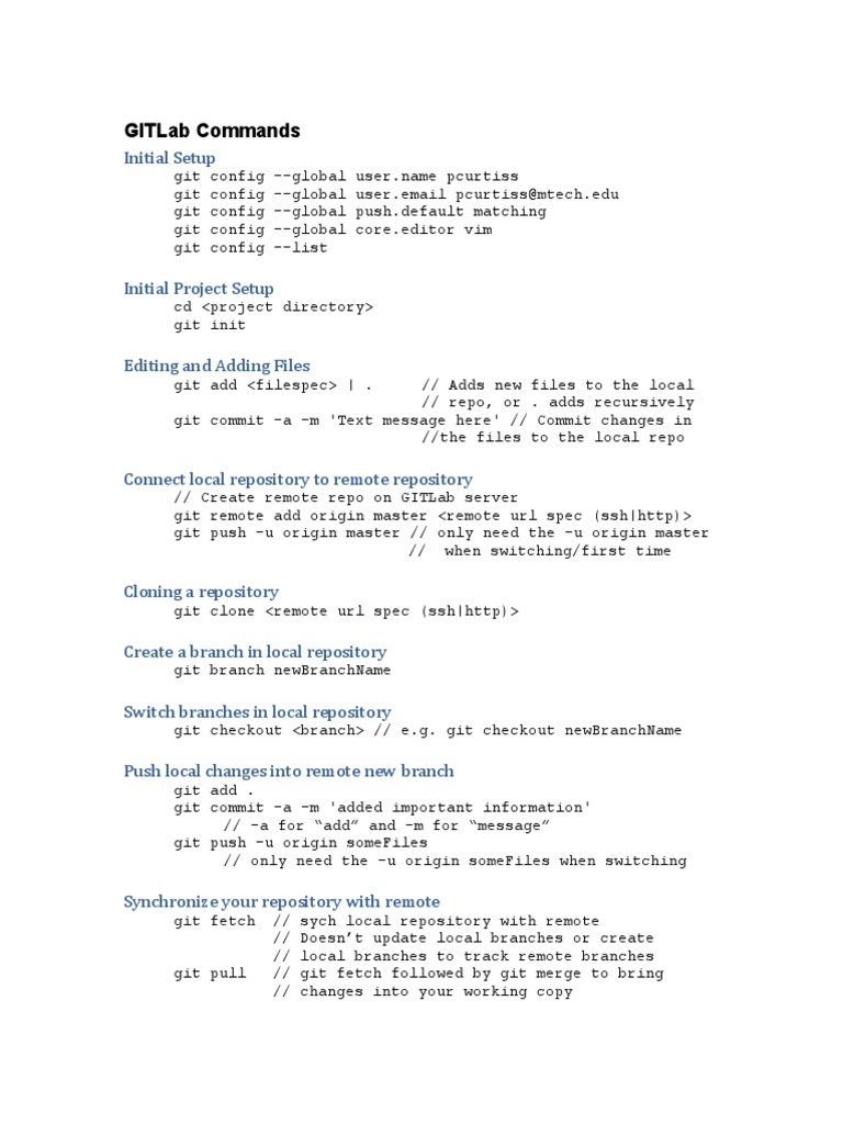 GITLab Commands | PDF