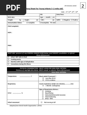 Under 2 Months Clerking Sheet JKNK 2020