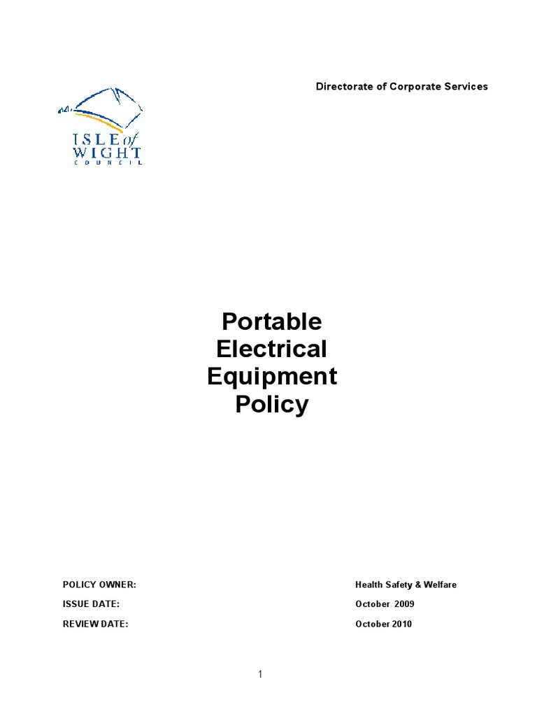 Portable Electrical Equipment Policy PDF Electrical Connector Ac Power Plugs And Sockets