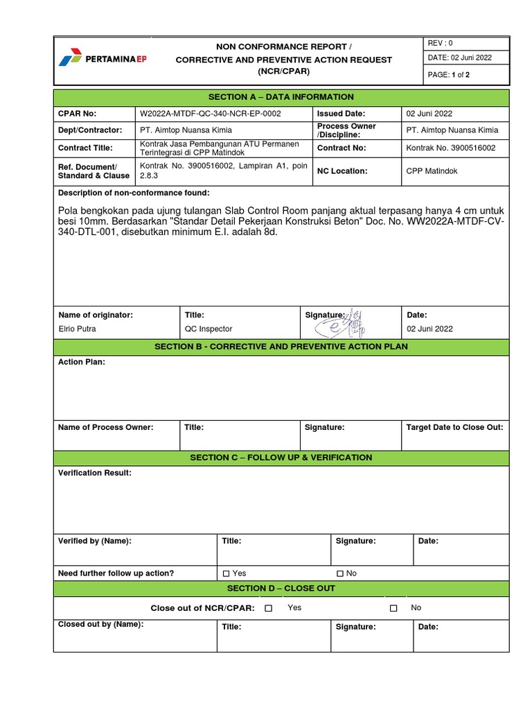 Non-Conformance on Steel Bending Standards | PDF
