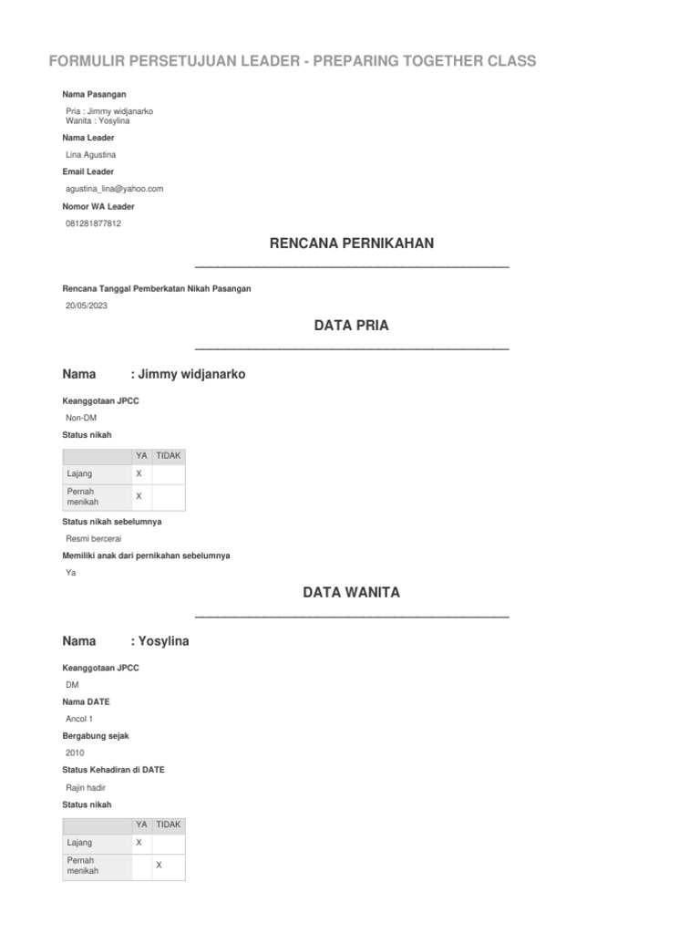 Formulir persetujuan leader pt class enrollment jimmy widjanarko