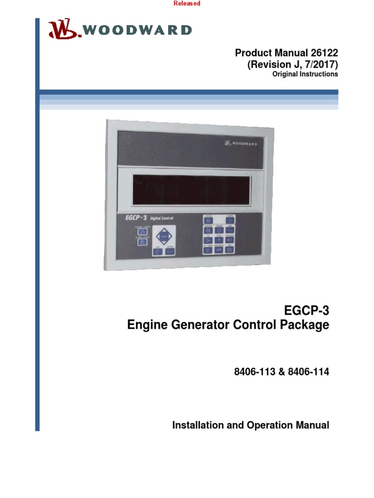 Woodward EGCP3 Installation and Operation Manual PDF Mains