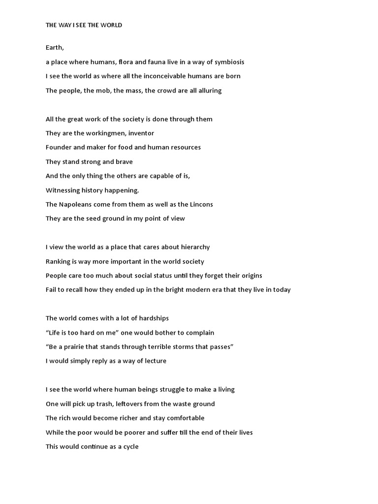 The Way I See The World | PDF