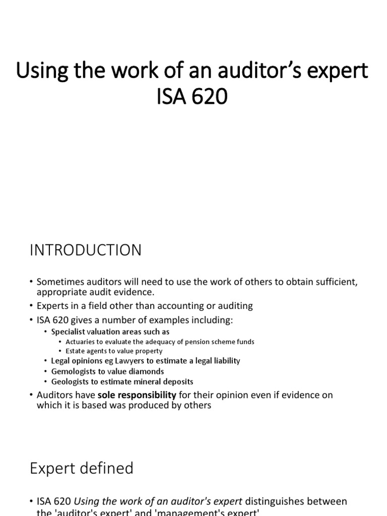 ISA 620: Using Auditor's Experts | PDF | Audit | Financial Audit