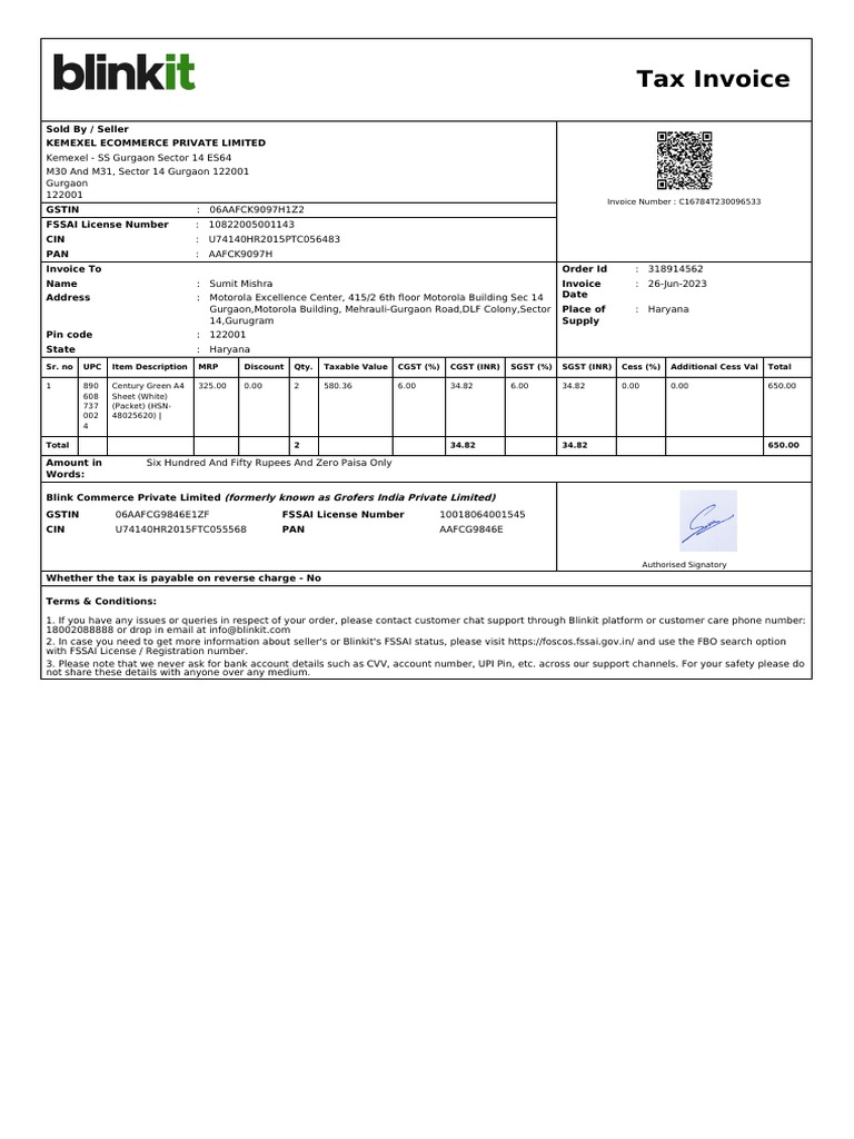 Tax Invoice for Office Supplies | PDF | Invoice | Government Finances