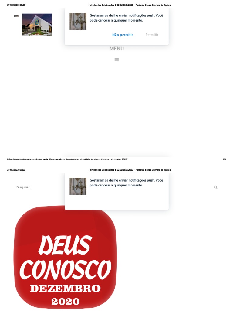 Folhetos Das Celebra es DEZEMBRO 2020 Par quia Nossa Senhora De 