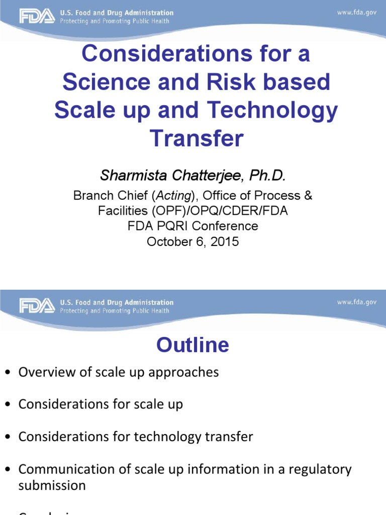Science & Risk Based - Scale Up and Technology - Transfer | PDF