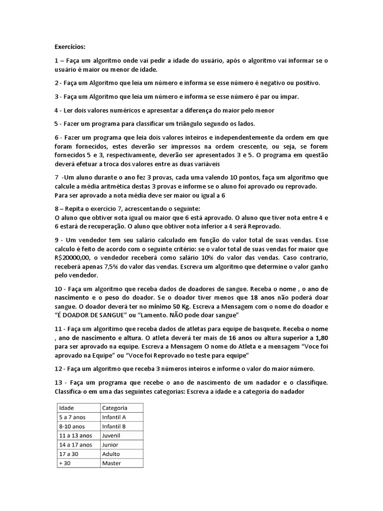 06 Exercícios 2 Pdf Algoritmos Números