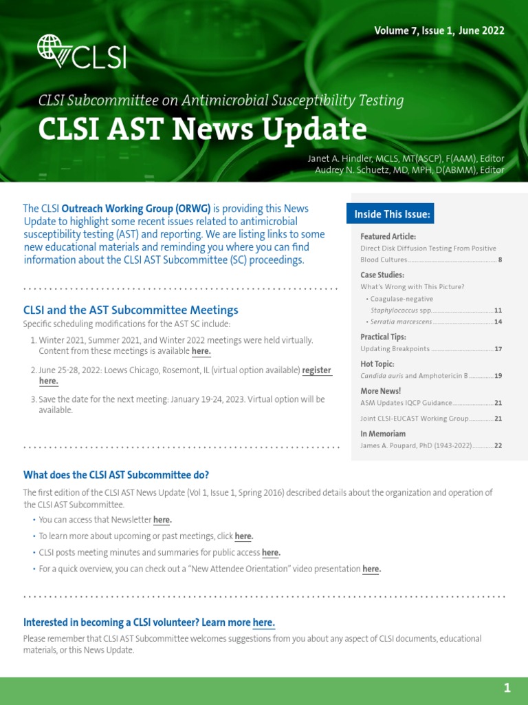 CLSI AST News Update - June 2022 | PDF | Health Care | Medicine