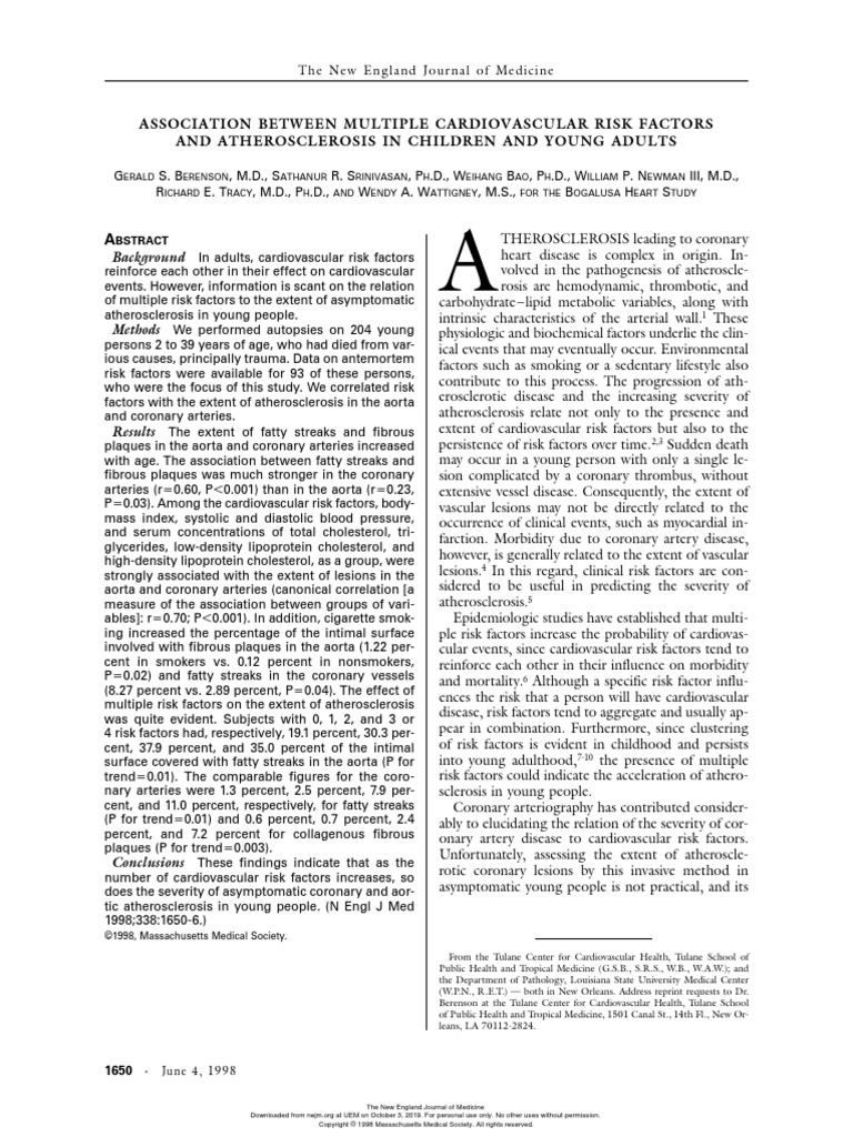 Association between multiple cardiovascular risk factors pdf