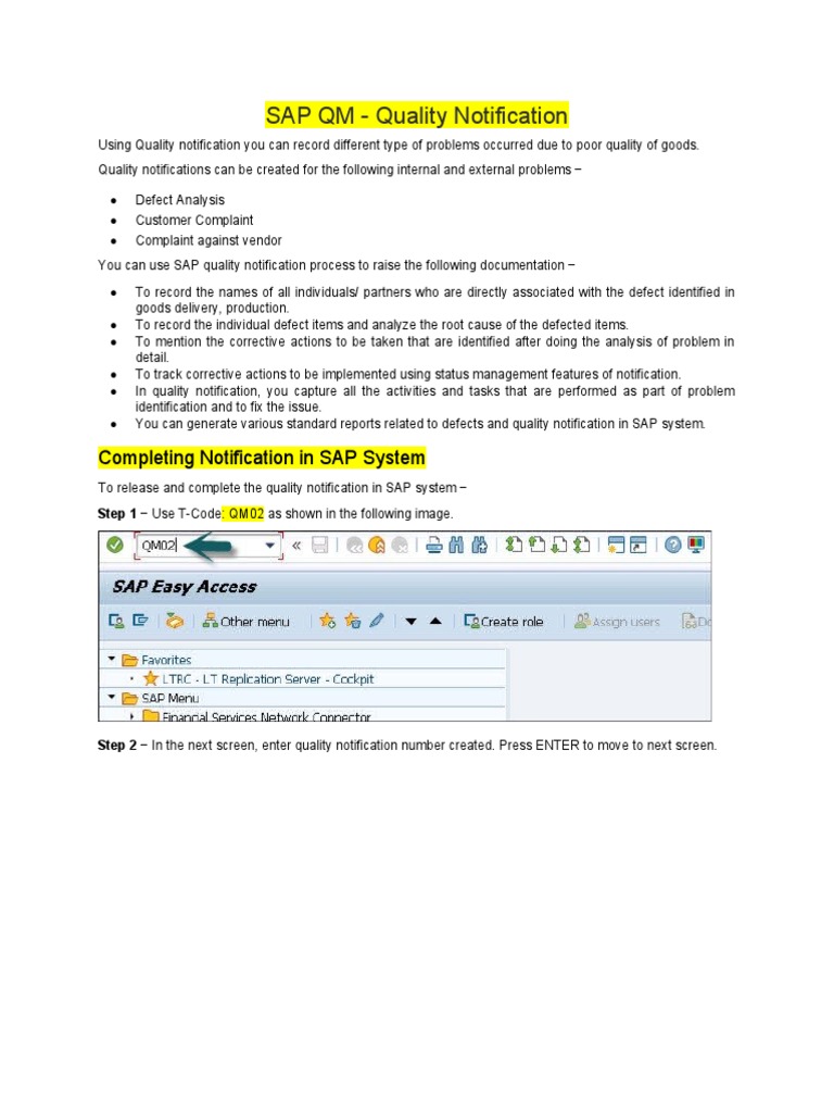 SAP QM Quality Notification Process | PDF | Computer Science ...
