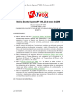 Bolivia: Decreto Supremo #1868, 23 de Enero de 2014