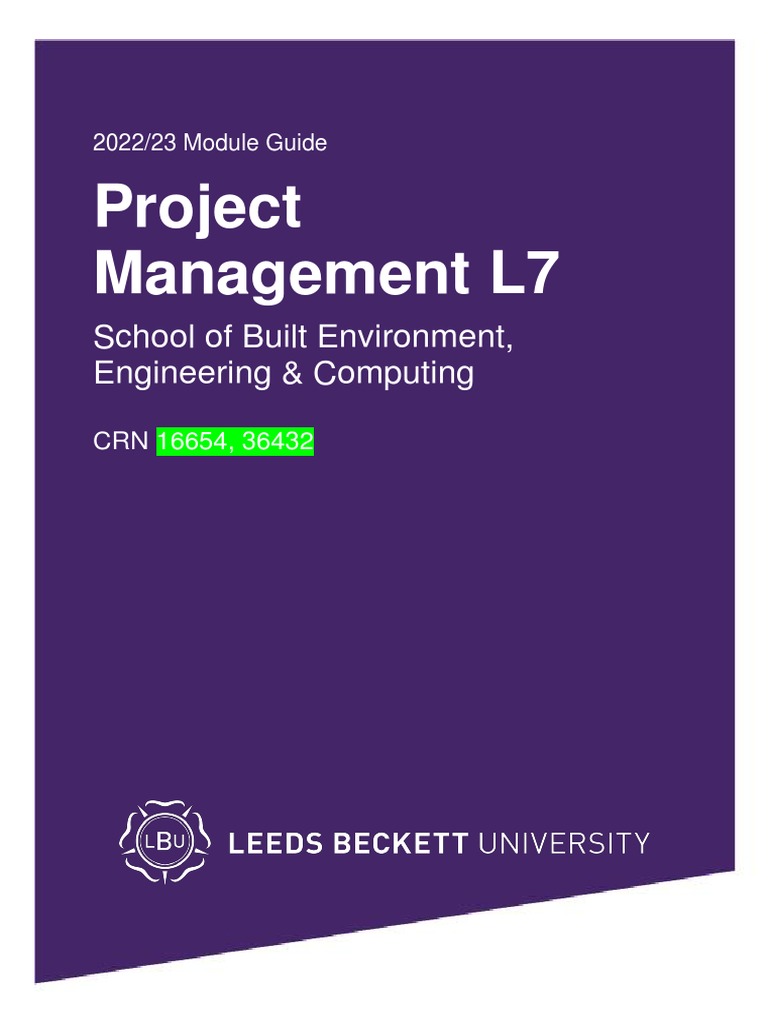 2022 Project Management Module Guide MSC BSE and FM - AIBE | PDF ...