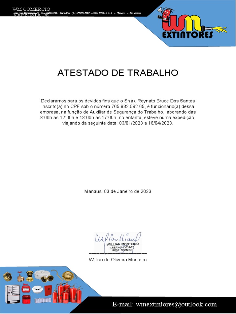 Atestado de trabalho pdf