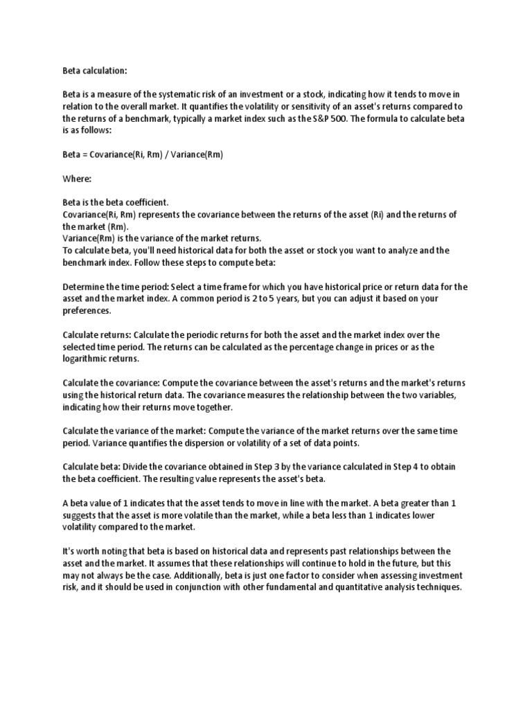 Beta Calculation | PDF