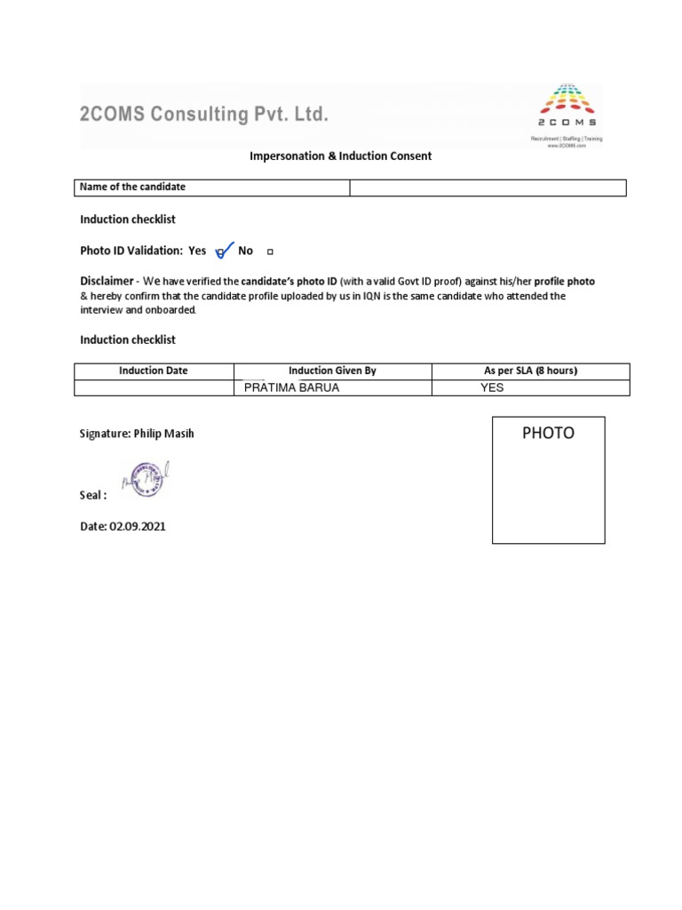 Impersonation induction pdf