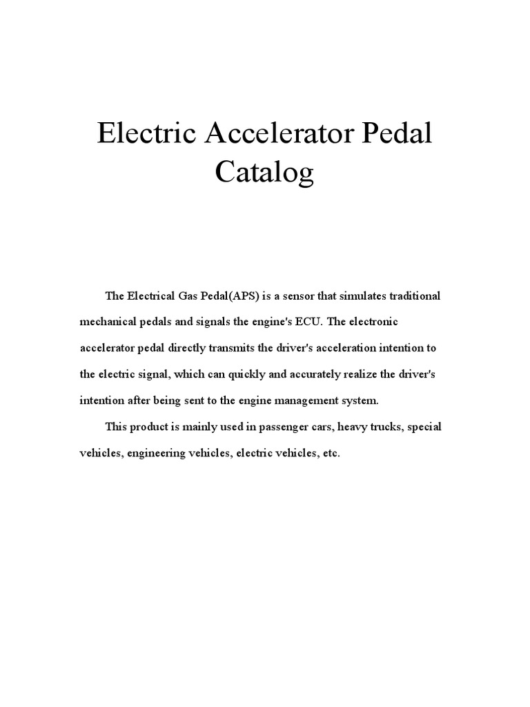 Electric Accelerator Pedal Overview | PDF | Throttle | Electrical ...