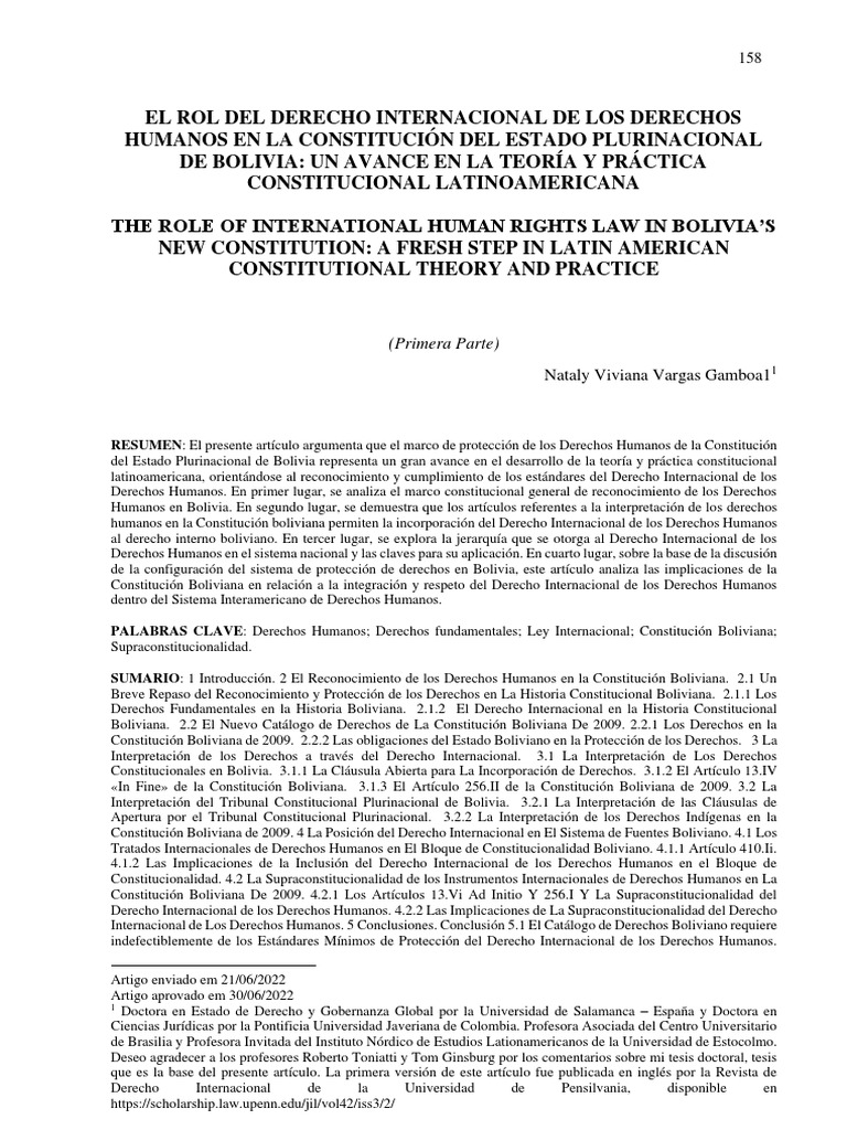 El Rol Del Derecho Internacional de Los Derechos Humanos en La ...