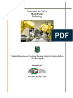 Curriculum For Dae in Mechatronics Technology