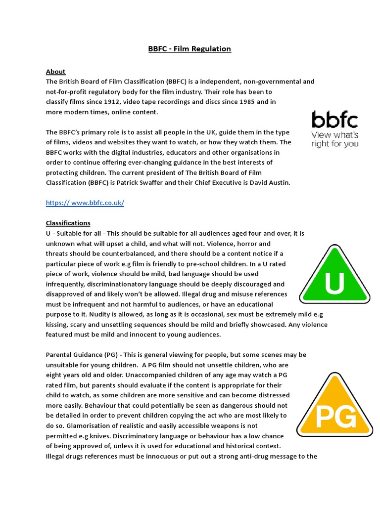 BBFC Film Regulation PDF Social Institutions