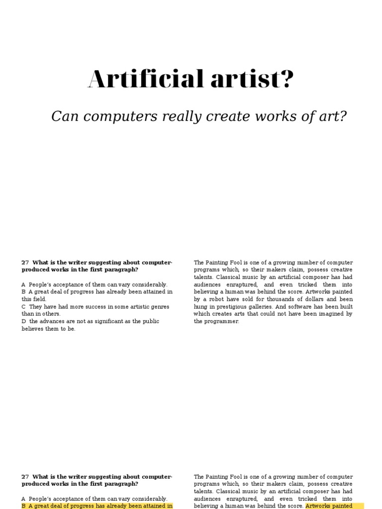 Can Computers Create Art? | PDF | Paintings | Software