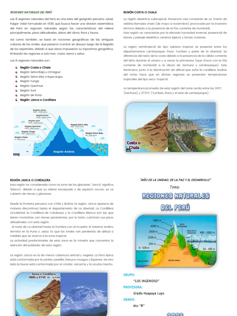 Ocho Regiones Naturales del Perú | PDF | Ciencias de la Tierra ...