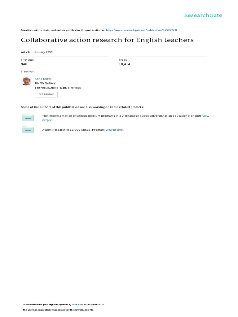 Collaborative Action Research For English Teachers | PDF | Language ...