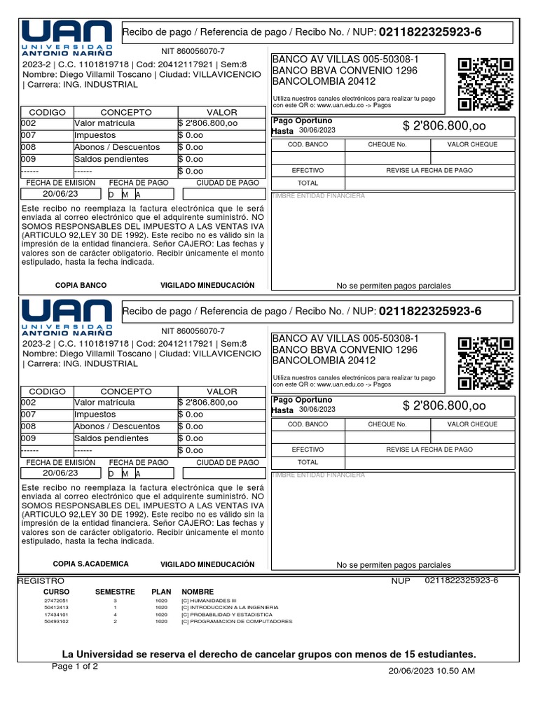 Recibo Pago | PDF | Bancos | Factura
