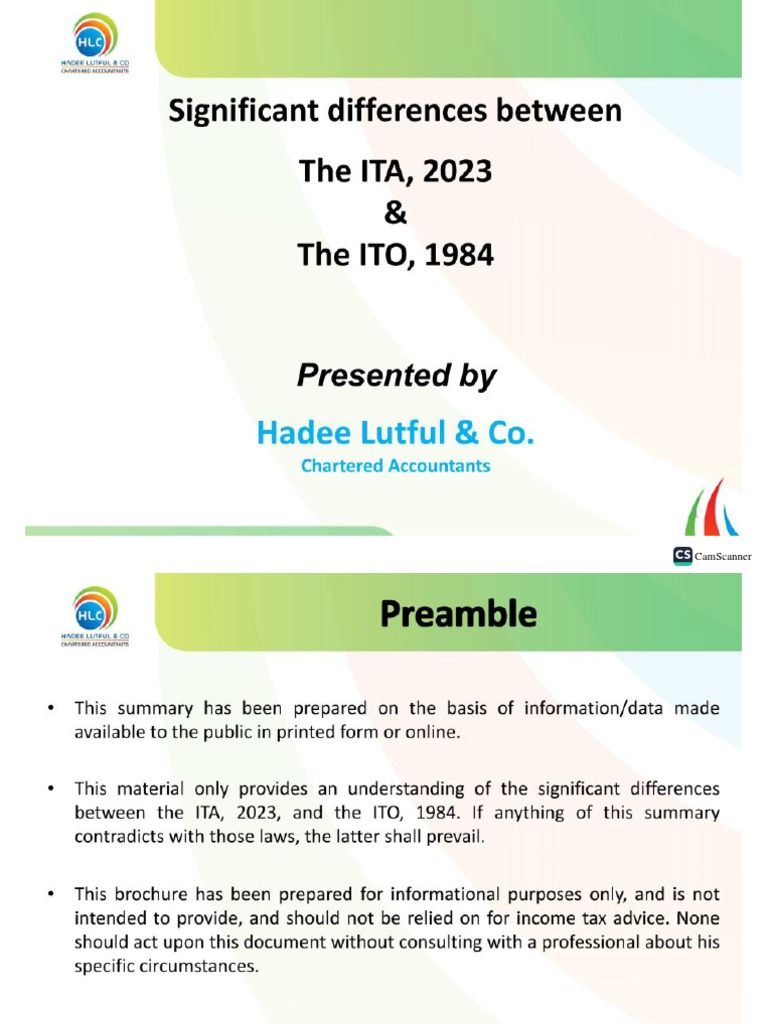 ITA 2023 & ITO 1984 - Significant Differences | PDF