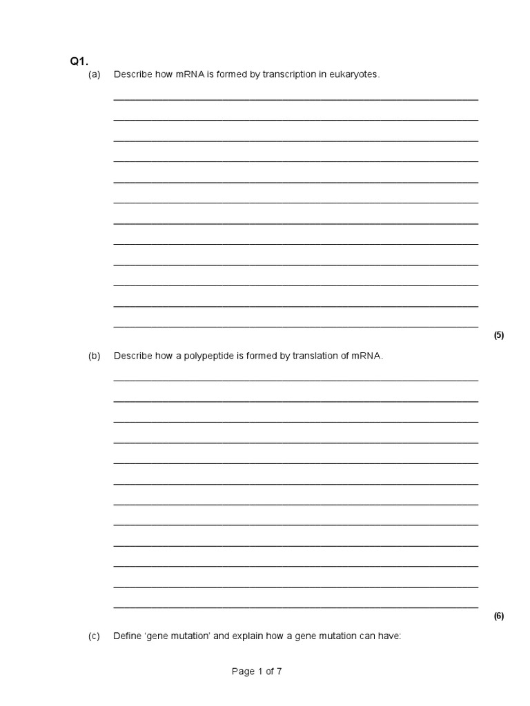 Topic 4 Exam Questions | PDF | Gene | Genetics