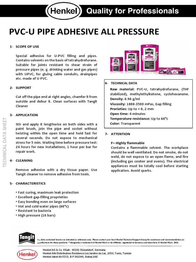 Tds Tangit Henkel Algerie PDF Polyvinyl Chloride Adhesive
