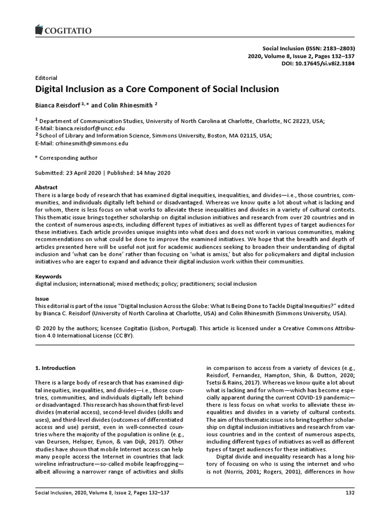 Digital Inclusion Insights by Reisdorf | PDF | Internet | Literacy