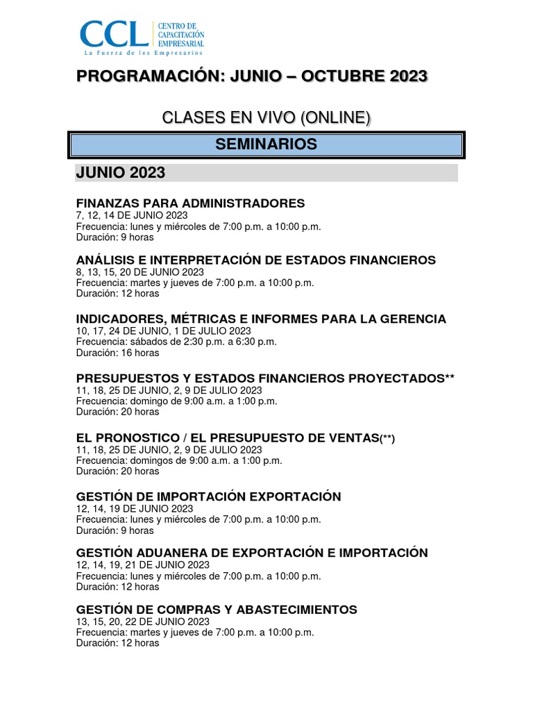 Clases Online de Finanzas y Gestión 2023 | PDF | Business | Economias