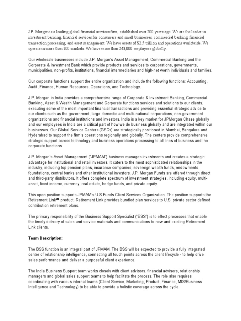Jp Morgan Jd Pdf Investment Banking Jp Morgan Chase