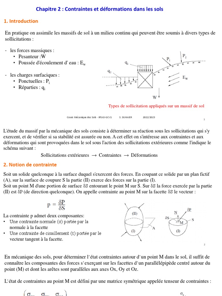 Contraintes et déformations des sols | PDF | Contrainte de cisaillement ...
