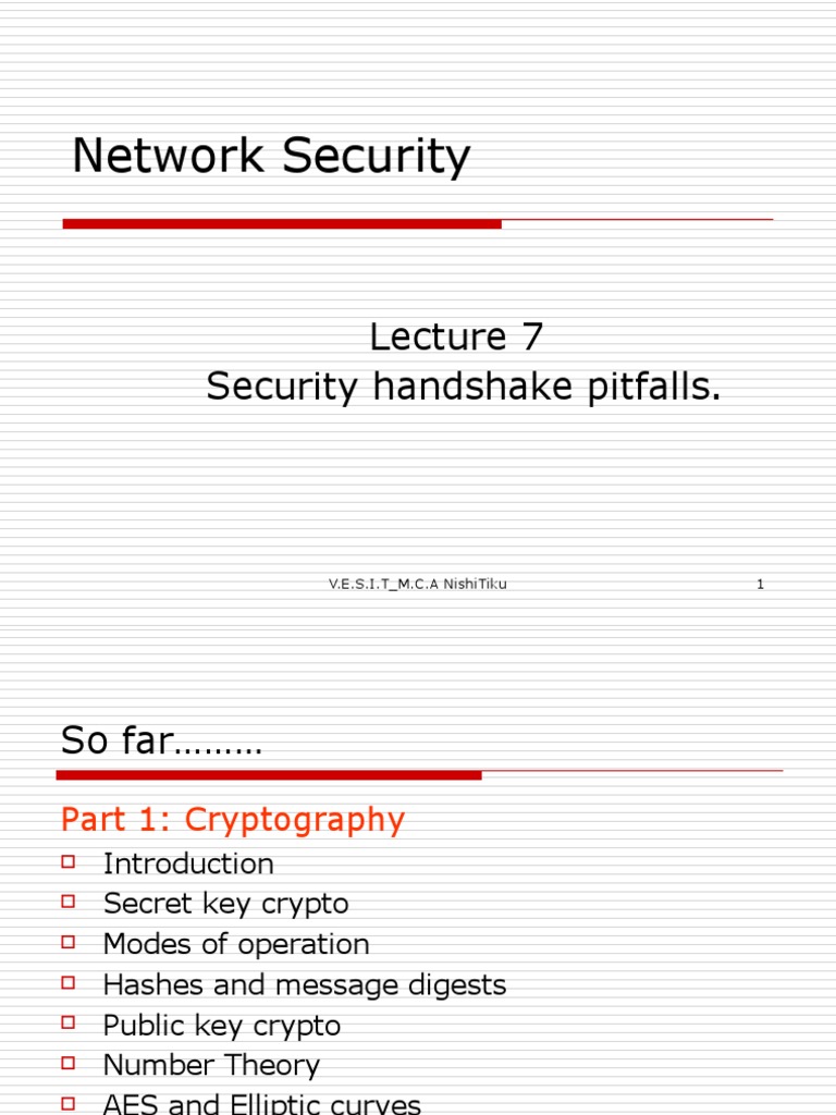 Lect 7 Security Handshake and Pitfalls | PDF | Public Key Cryptography |  Cryptography