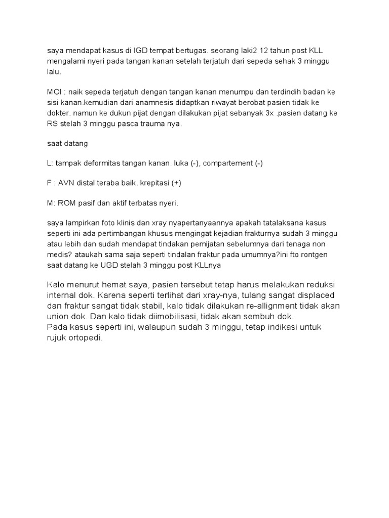 contoh materi fraktur radius ulna | PDF