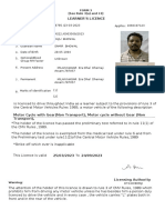 Learner'S Licence: Form 3 (See Rule 3 (A) and 13)