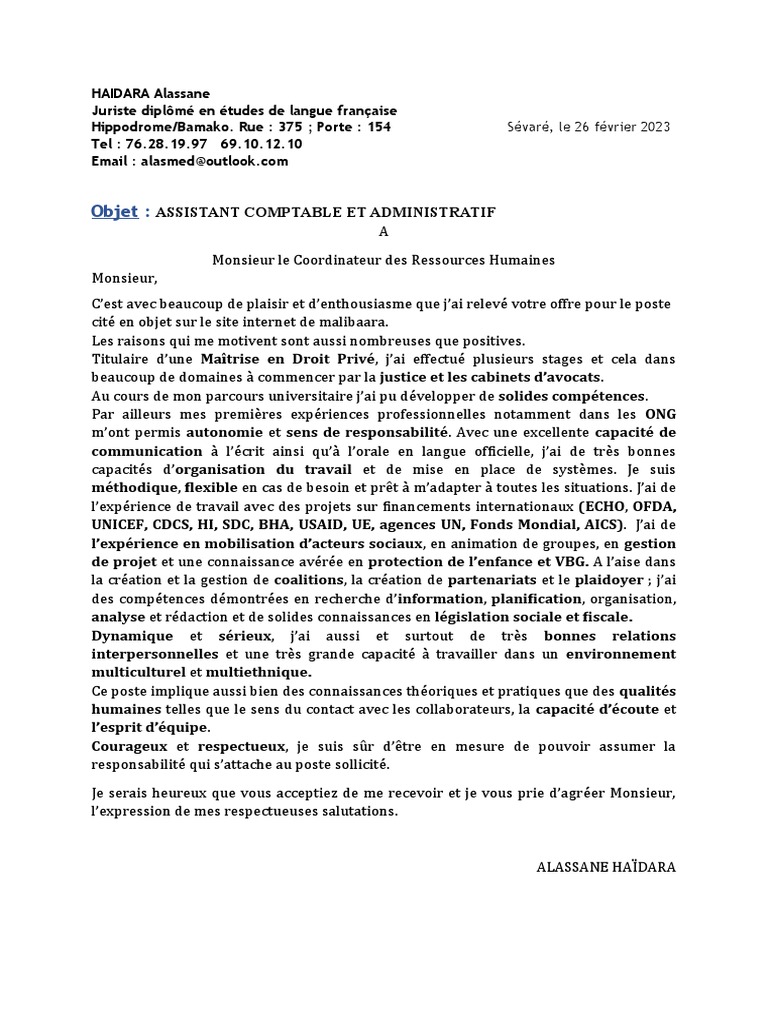 Assistant Comptable Et Administratif | PDF