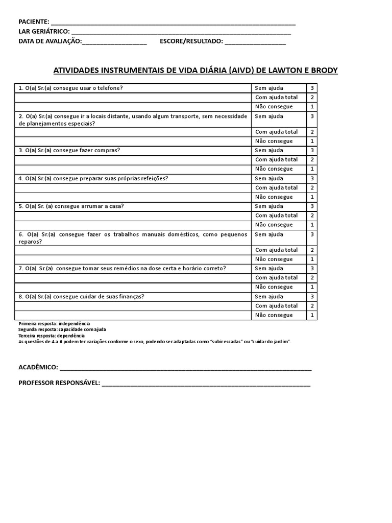 Atividades Instrumentais Da Vida Diária – NUUWI