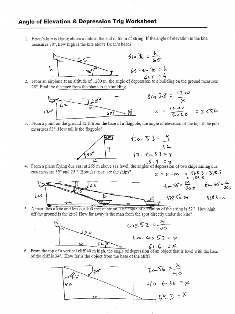 Review Angle of Elev and Depr | PDF