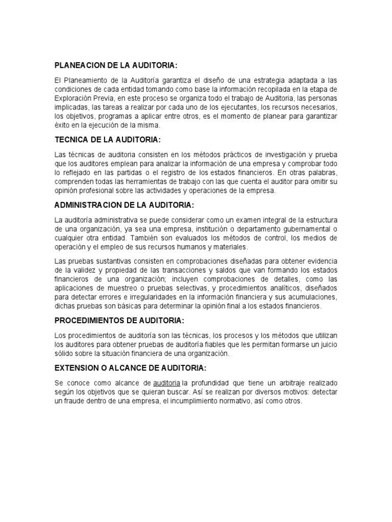 Planeacion de La Auditoria | PDF | Auditoría | Planificación