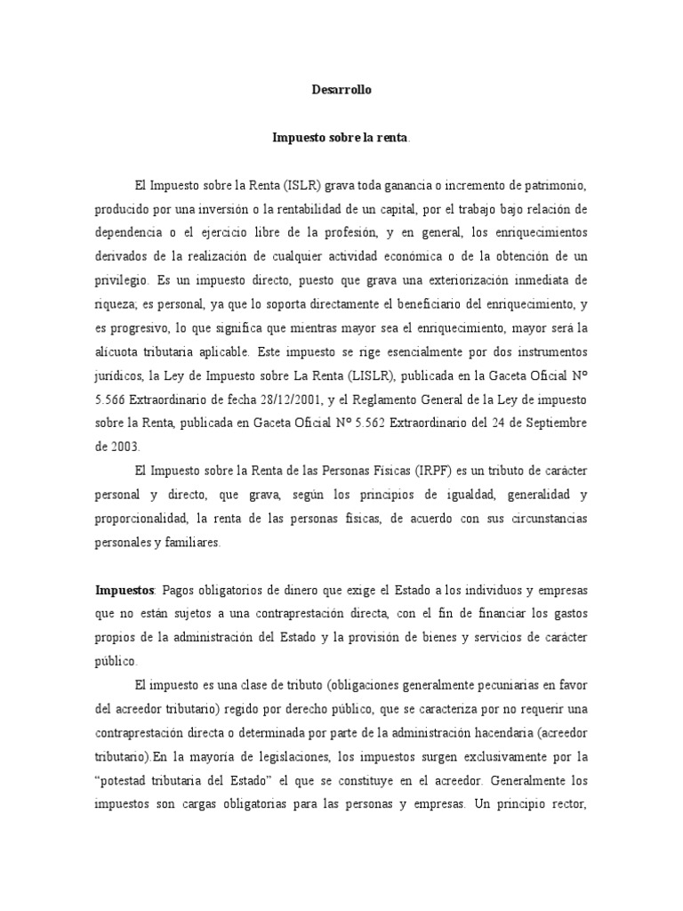 Guía Completa del ISLR en Venezuela | PDF | Impuestos | Impuesto sobre ...