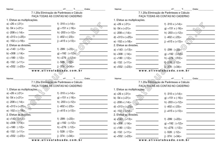 D 7 1 20a Eliminacao de Parenteses e Calculo | PDF