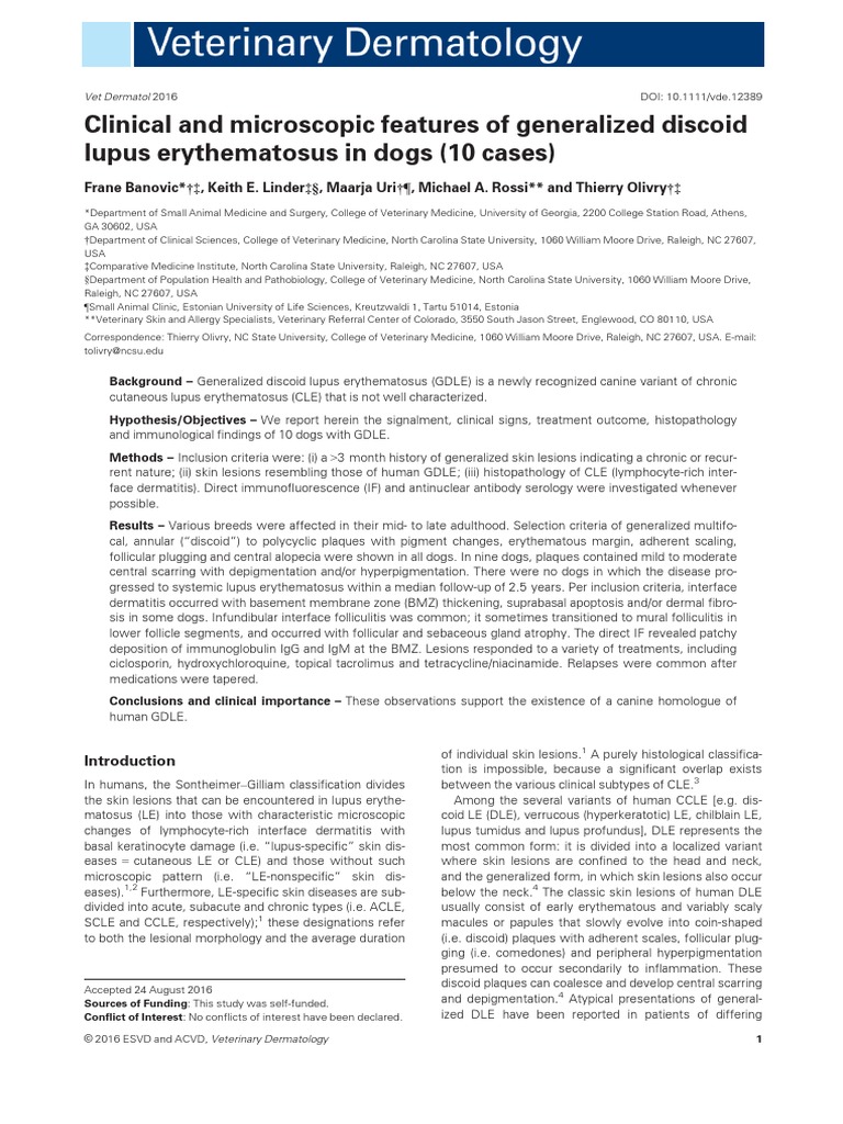 Picture of Canine Generalized Discoid Lupus Erythematosus | PDF | Epidermis | Hair ...