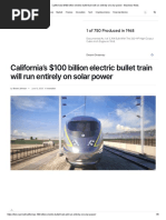 California's $100 Billion Electric Bullet Train Will Run Entirely On Solar Power - Business News
