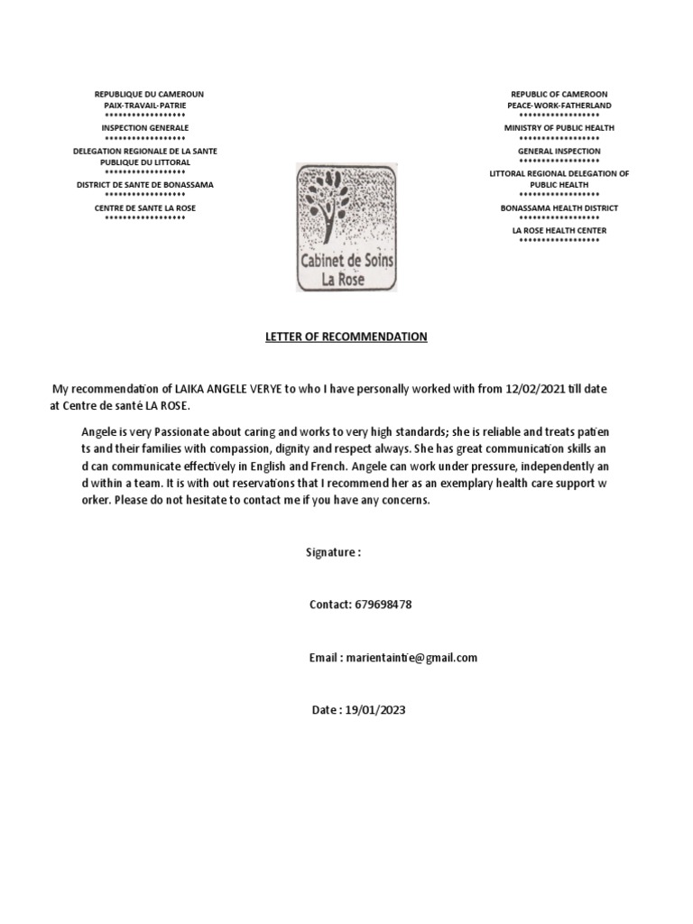 Recommendation for Health Care Worker | PDF | Social Programs | Health Care