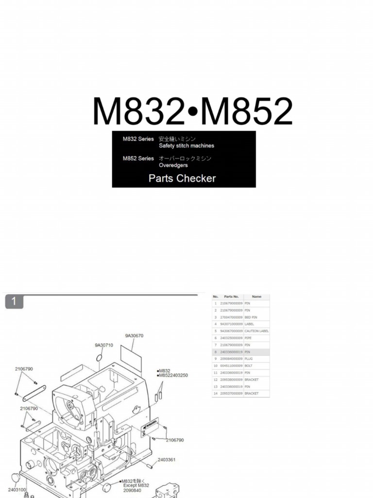 M832 and M852 Parts List Guide | PDF | Screw | Washer (Hardware)