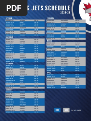 Winnipeg Jets 2023-24 Schedule List