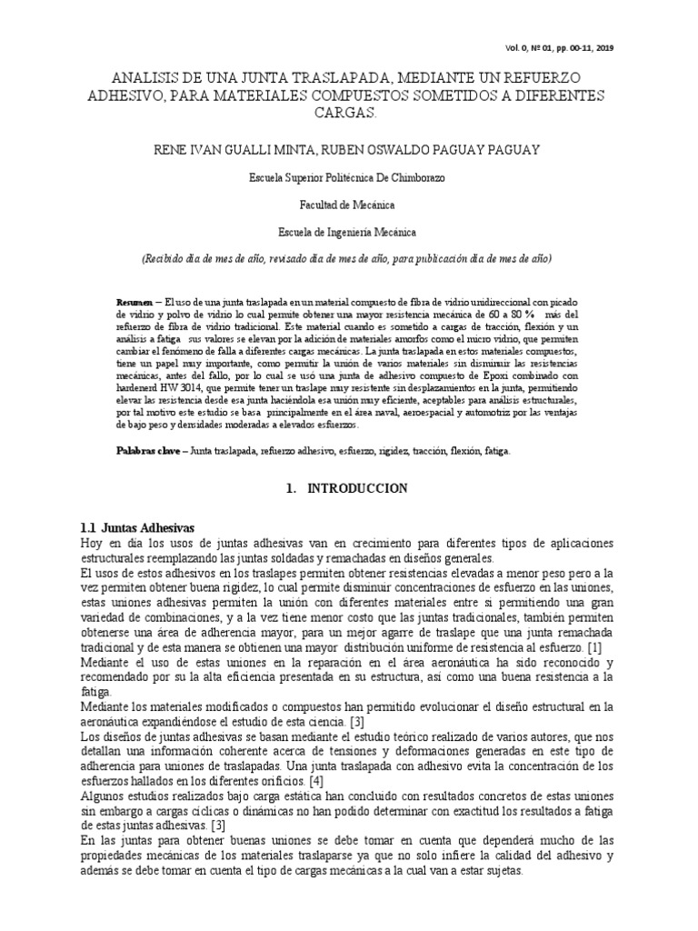 Paper de junta de traslape 2019 PDF Material compuesto Fatiga